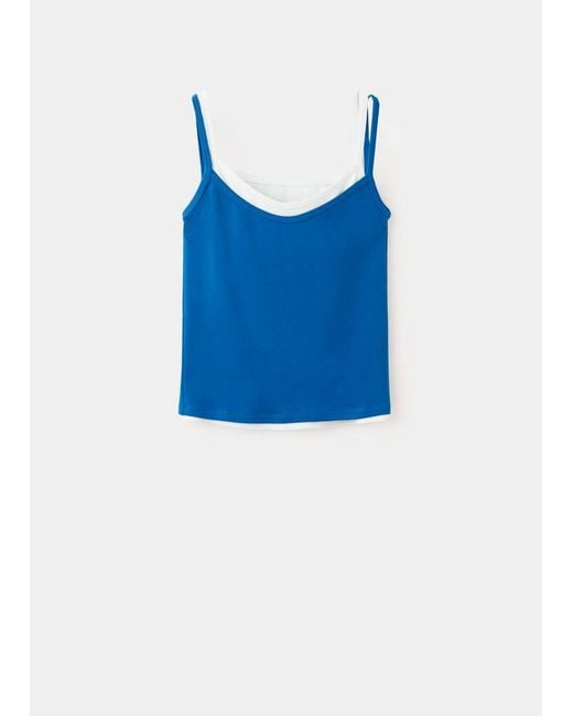 Mango White Combination Top With Thin Straps