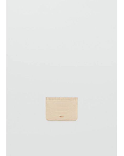 Mango White Croc-Effect Card Holder