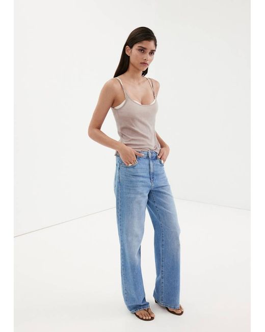 Mango Blue Danila High-Waisted Wide Leg Jeans