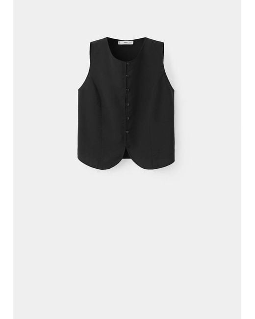 MANGO TEEN Black Buttoned Flowy Top