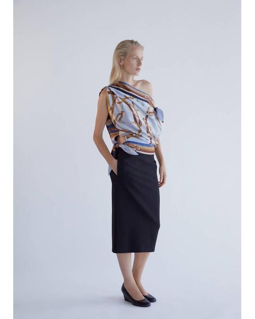 Mango Blue Knot Print Blouse