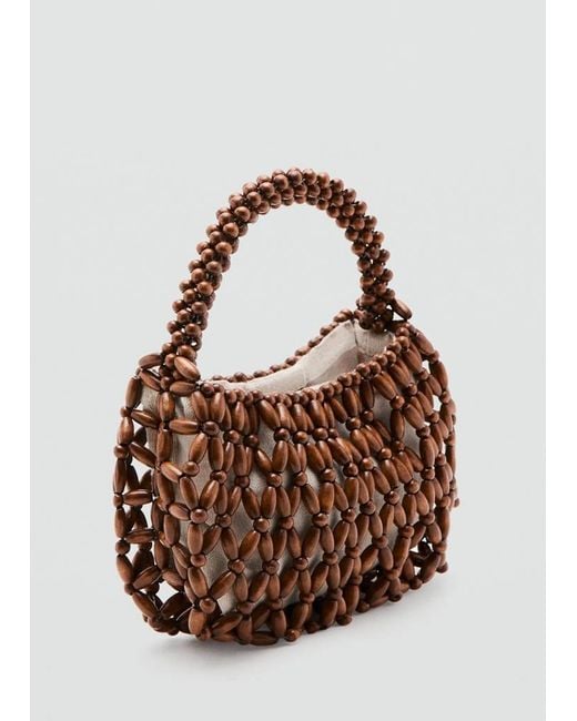 Mango Brown Wooden Bead Handbag