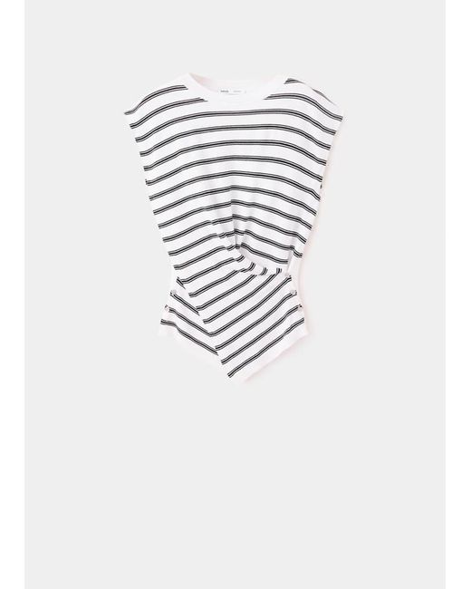 Mango White Draped Fine Knit Sweater
