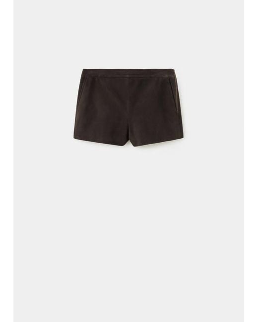 Mango Black Suede Shorts With Zip