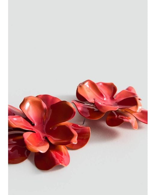 Mango Red Embossed Flower Earrings