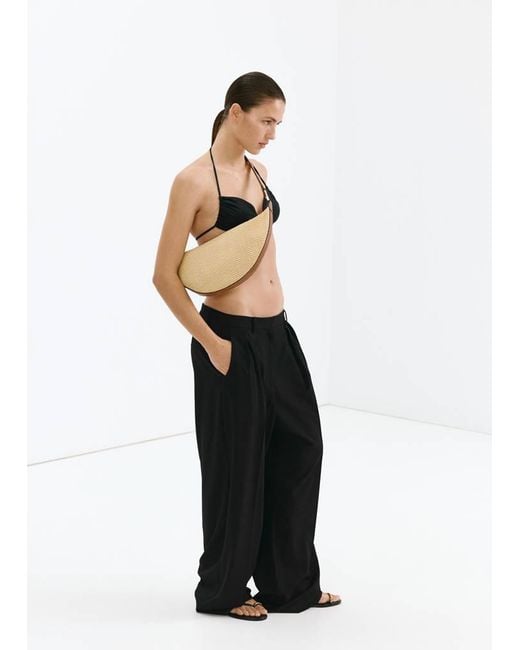 Mango White Textured Shoulder Bag