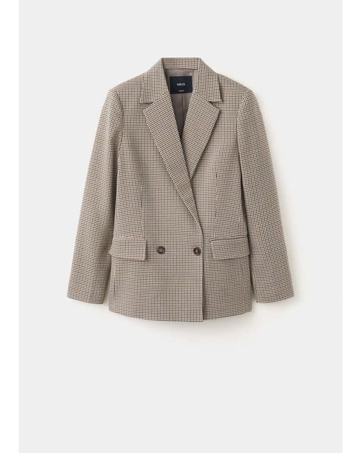 Mango Blue Double-Breasted Micro-Houndstooth Jacket