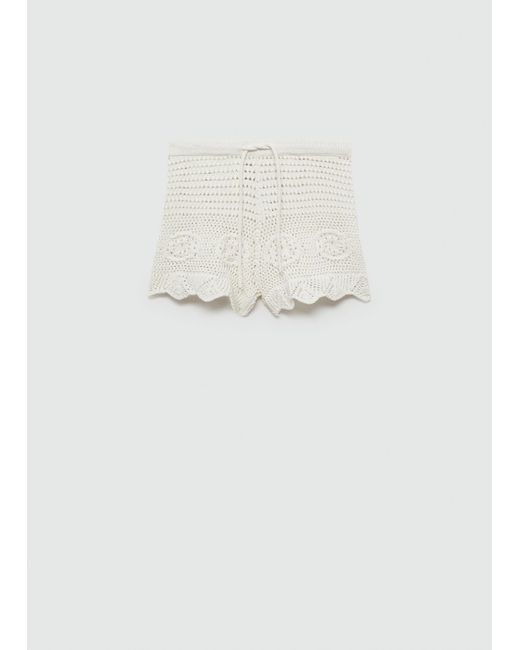 Mango White Crochet Knit Shorts Off