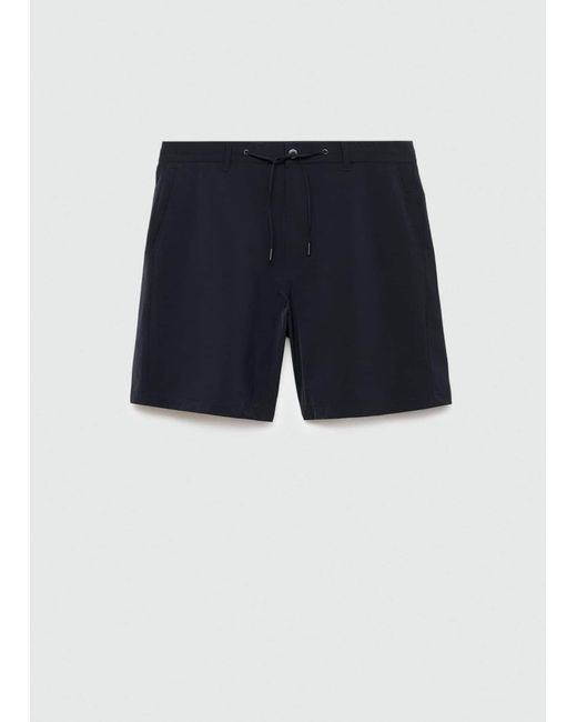 Mango Blue Regular-fit Bermuda Shorts With Drawstring Dark for men