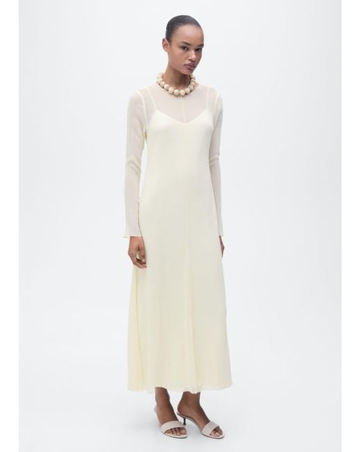 Mango White Semi-Transparent Combination Dress