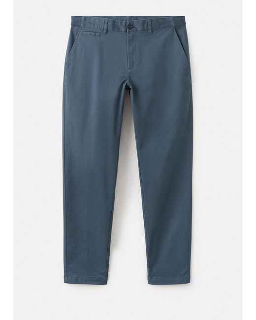 Mango Blue Prato Cropped Tapered Chino Trousers for men