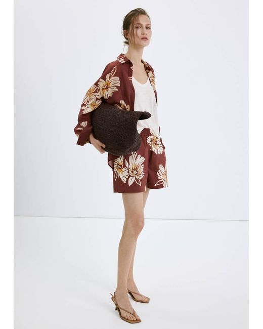 Mango White Printed Lyocell Shirt