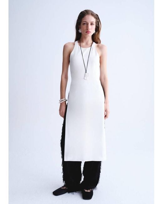 Mango White Long Blouse With Open Back