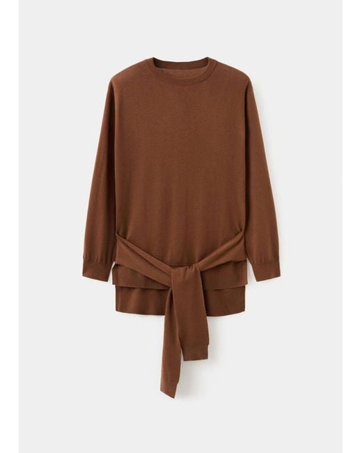 Mango Brown Wool Blend Knot Sweater
