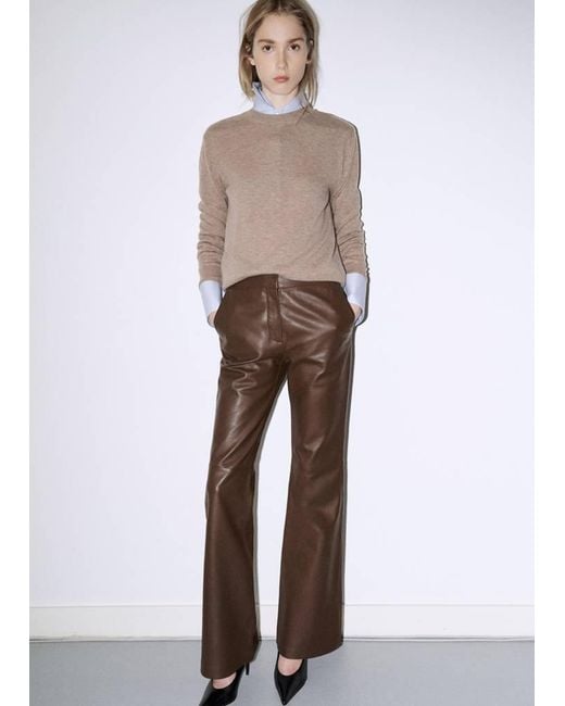 Mango Brown 100% Wool Round-Neck Sweater