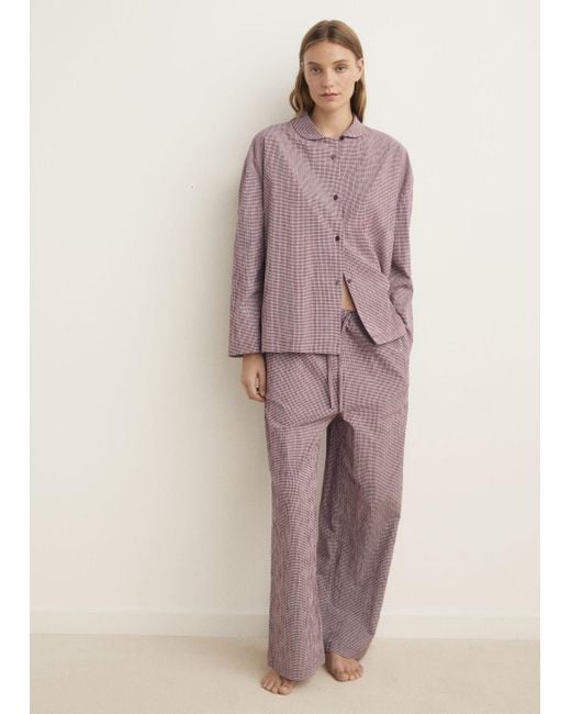 Mango Red Zweiteiliges Pyjama Aus Baumwolle Mit Vichy-Karo