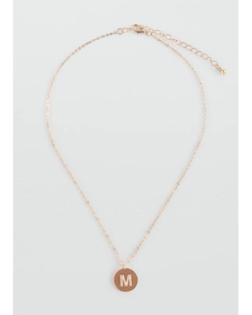 MANGO TEEN White Letter Pendant Necklace