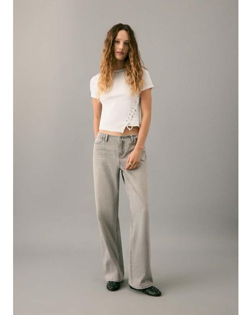 MANGO TEEN Gray Braided T-Shirt With Drawstring