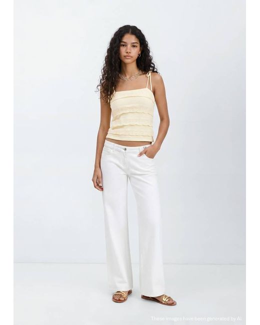 MANGO TEEN White Ruffle Knit Top