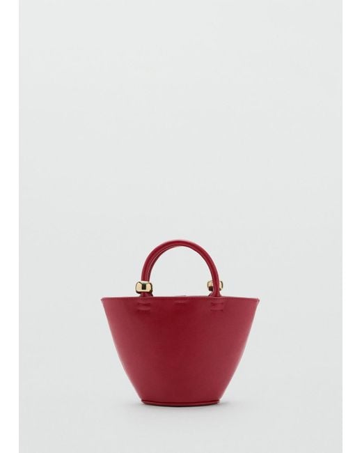 Mango Red Mini Shopper Bag With Metallic Detail