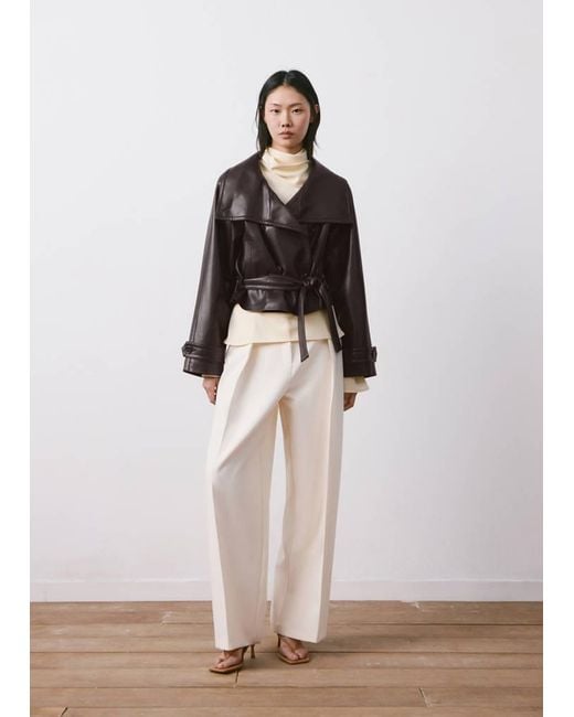 Mango White Faux-Leather Jacket With Maxi Lapels