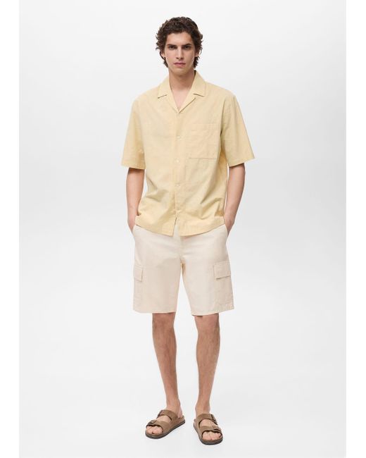 Mango Natural Cargo Bermuda Shorts for men