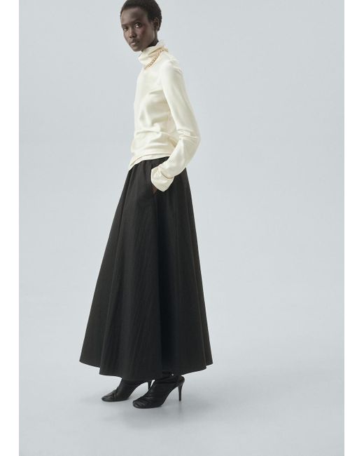 Mango White Long Flared Skirt