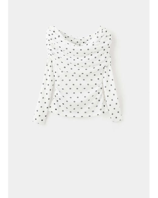 Mango Gray Polka Dot Strapless Top