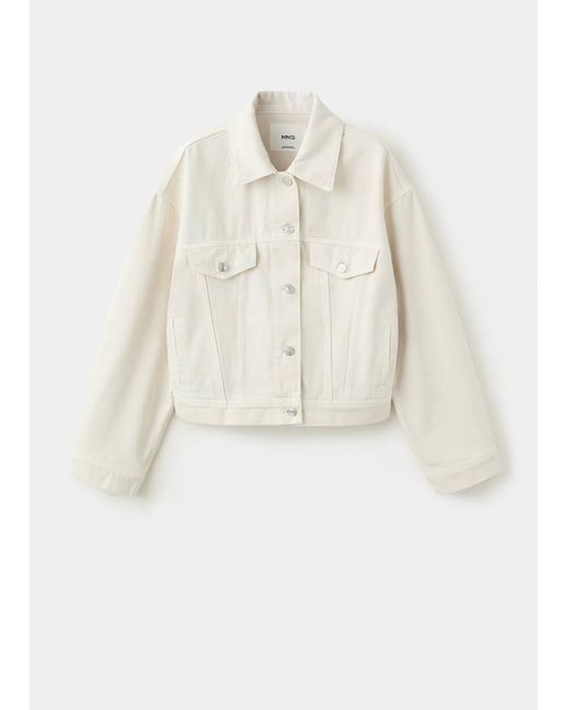 Mango White Pockets Denim Jacket