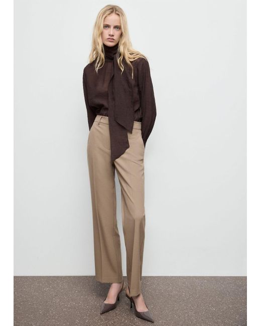 Mango Natural Gerade Hose Mit Mittlerem Bund