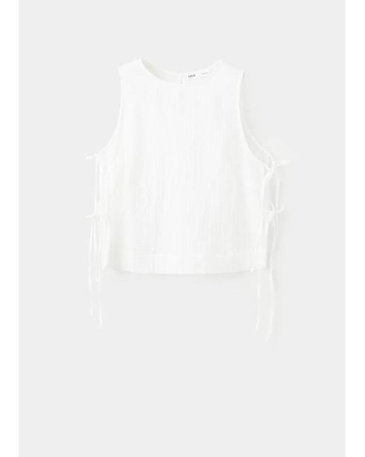 Mango White Bambula Tie Top