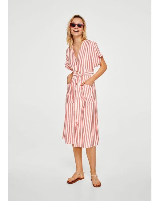 Striped linen cheap dress mango