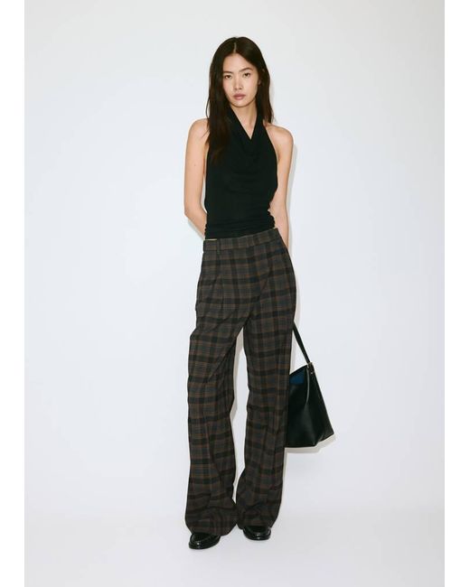 Mango White Straight-Fit Pleated Trousers