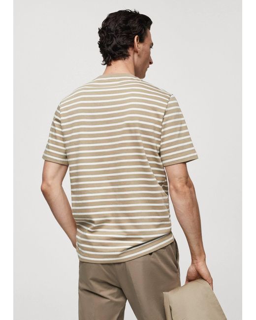 Mango Natural Striped Cotton T-shirt Light/pastel for men