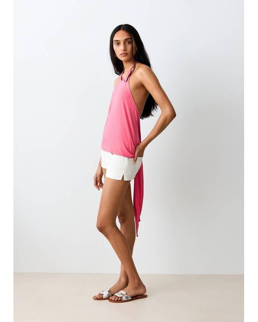 MANGO TEEN Red Open-Back Strass Top
