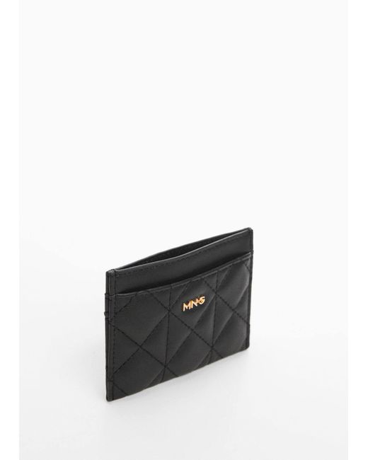 Mango White Quilted Cardholder With Logo