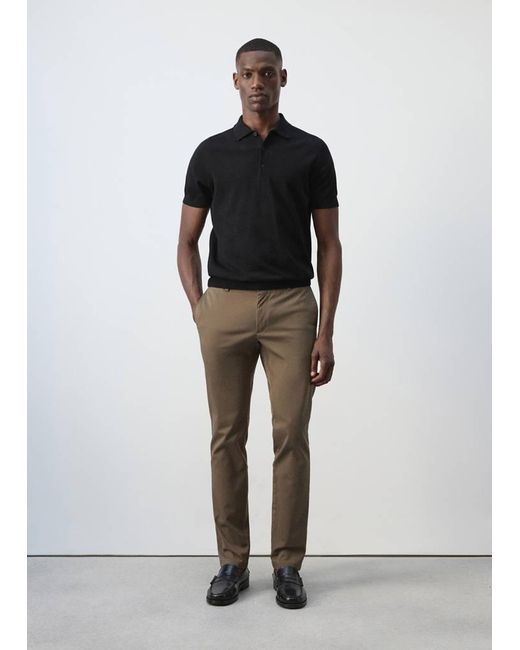 Mango Brown Barna Super Slim Fit Chino Twill Trousers for men