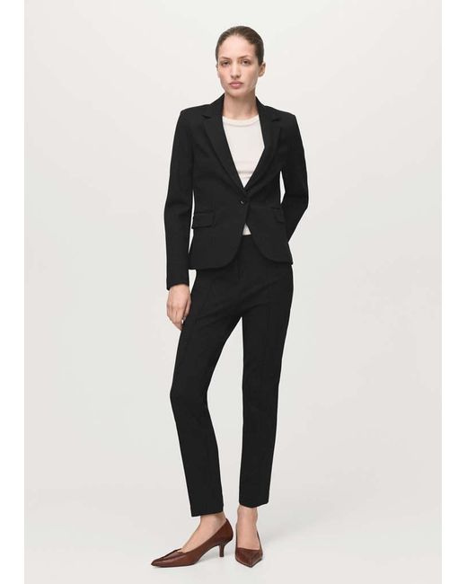 Mango Black Fitted Suit Blazer