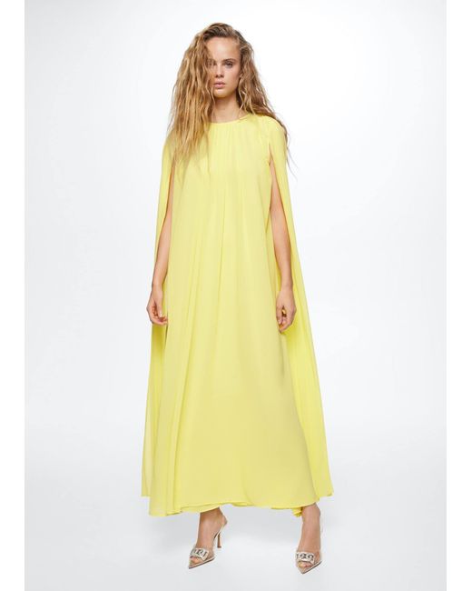 Mango Yellow Sleeve Slit Dress