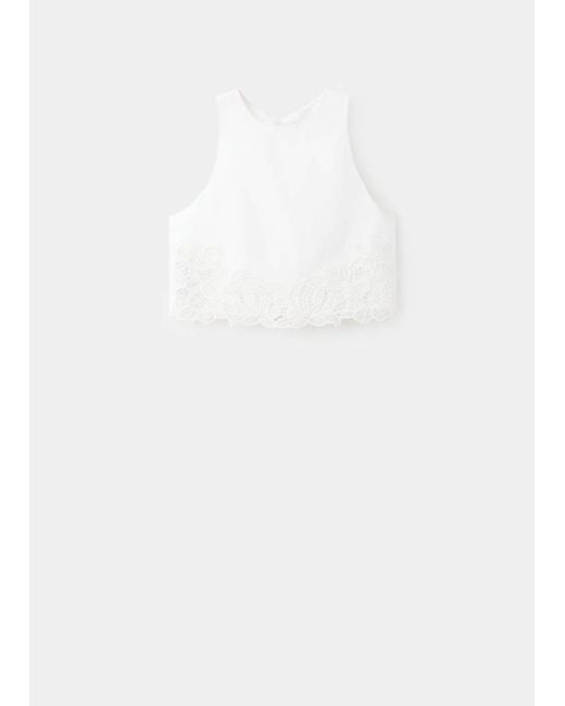 Mango White Embroidered Broderie Anglaise Top