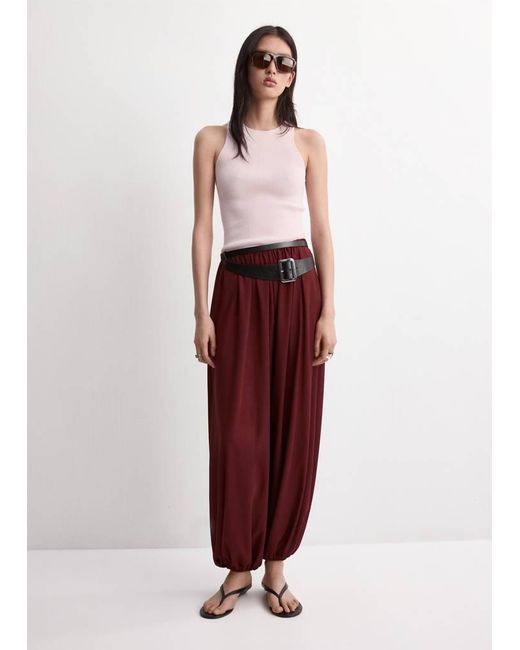 Mango Red Fitted Fine-Knit Top