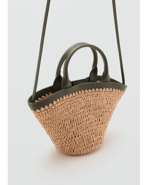 Petit Sac Anse Double Fibre Naturelle Kaki Mango en coloris Green