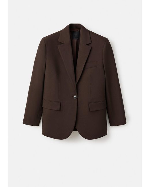 Mango Brown Straight-Fit Suit Jacket