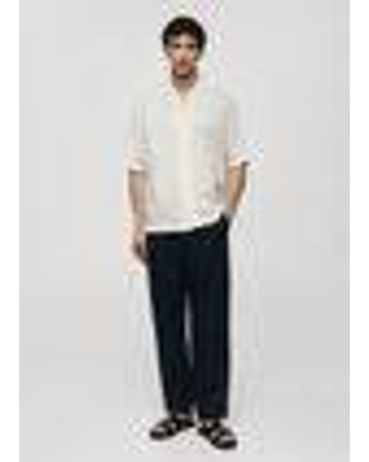 Camicia relaxed-fit 100% cotone ricamata di Mango in White da Uomo