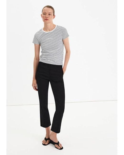 Mango Blue Striped Logo T-Shirt