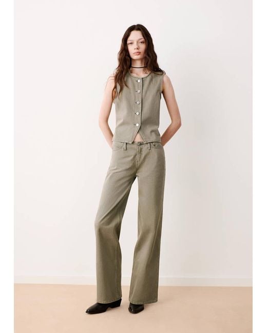 MANGO TEEN Natural Striped Denim Gilet