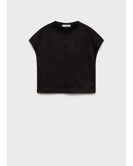 Mango Black Leather-Effect T-Shirt