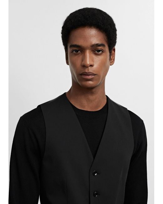 Mango Black Super Slim-fit Stretch Fabric Suit Waistcoat for men
