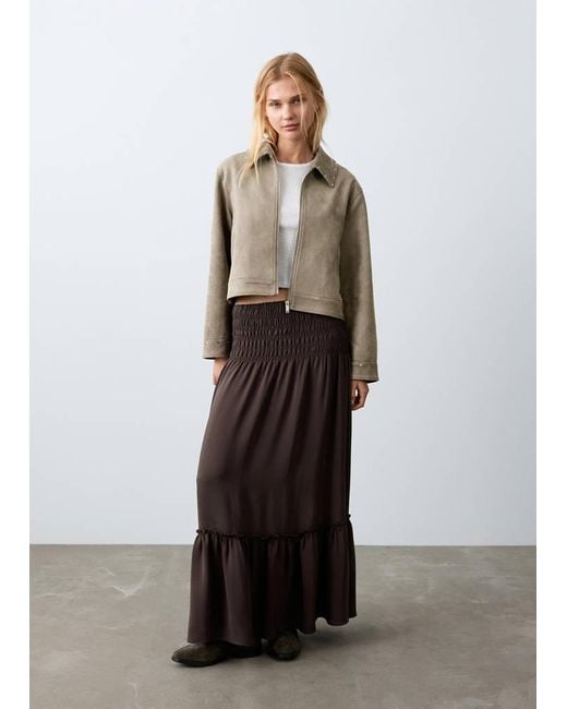 MANGO TEEN White Long Gathered Panel Skirt