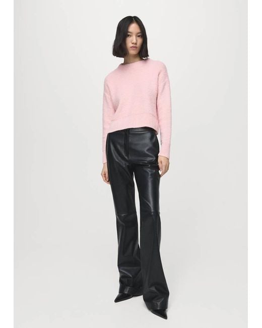 Mango Pink Knitted Sweater With Perkins Neck